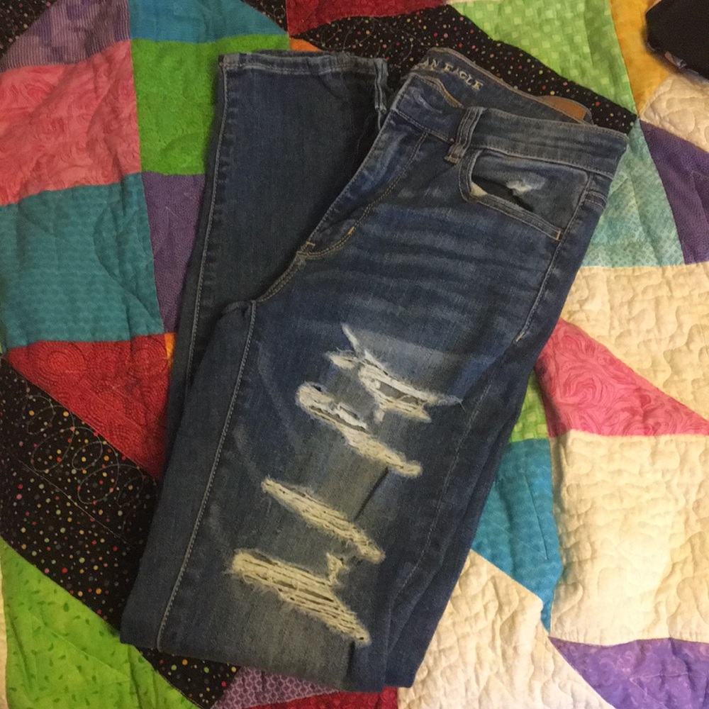 American Eagle high rise legging 6 long distresed